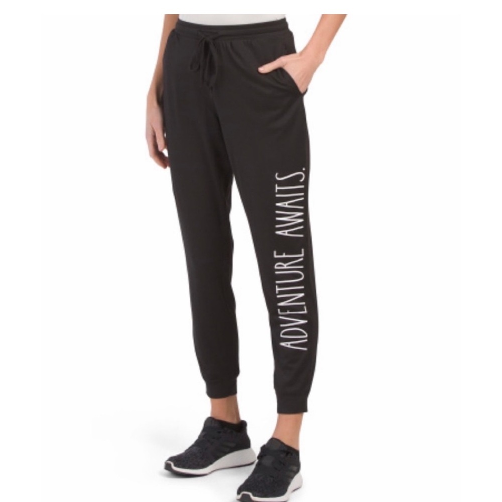 Lounge graphic Joggers Adventure Awaits Sweatpants Black Size Small